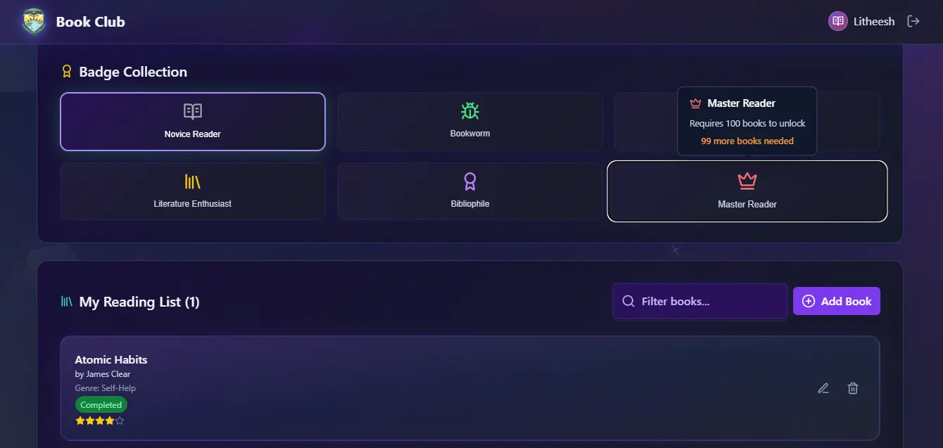 Book Tracker App web development project screenshot - Custom software solution by L&V Tech