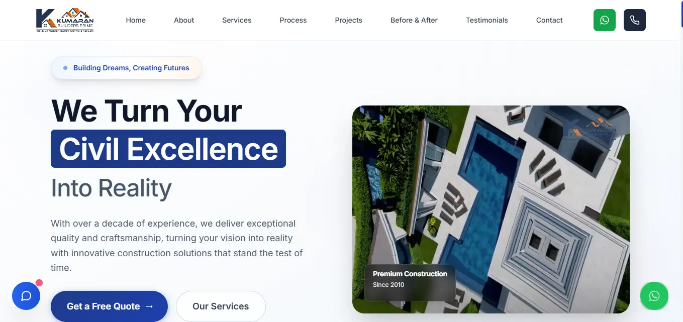 Construction Company Website web development project screenshot - Custom software solution by L&V Tech